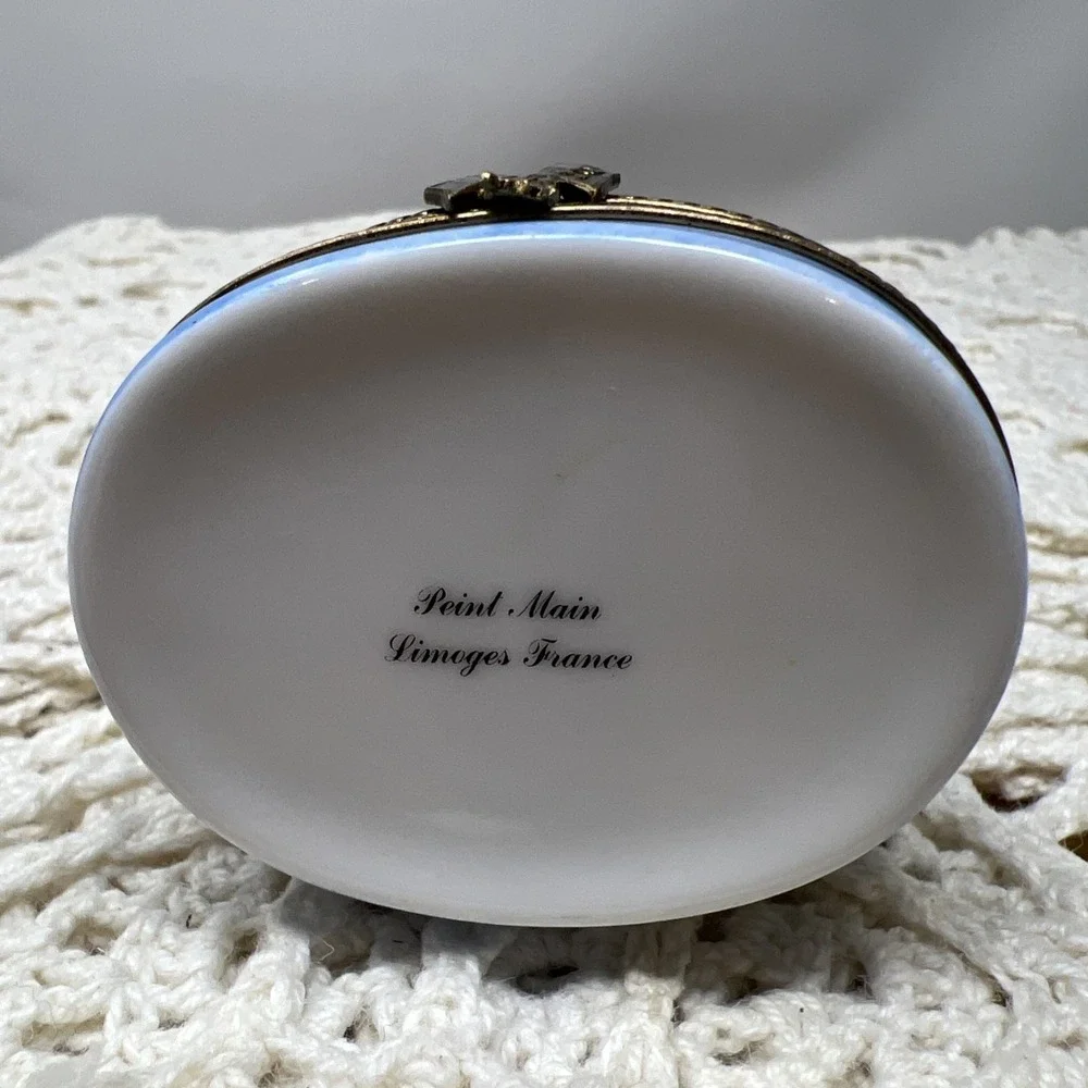 Limoges Trinket Box Statue Of Liberty New York‎ US Flag & White House Peint Main